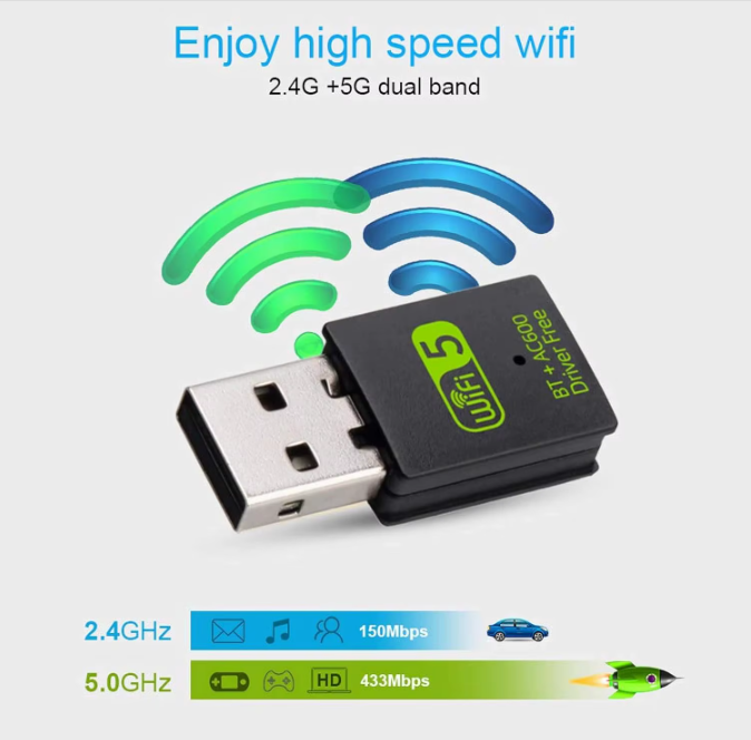 100Mbps USB WiFi Bluetooth 5,0 Adaptador 2 en 1 cifrado doble banda 2,4G y 5GHz USB WiFi 5 red inalámbrica WLAN receptor